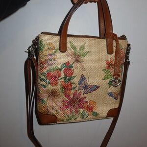 Brighton Floral Tote with Brown Leather